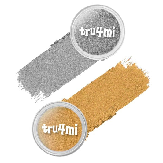 '-Water Activated Eyeliner Silver n Gold 2 in 1 - Shimmery Wet Liner Makeup - Smudge Proof Face Body Paint Long Lasting Formula- “TruRoyalty” Silver n Gold -10g/container