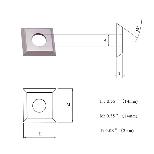 14mm Standard Square Straight Tungsten Carbide Replacement Cutter Inserts Knives 14mm x 14 x 2mm for Woodworking Spiral Helical Planer Head and DIY Wood Lathe Turning Tools 10pcs by LU&MN