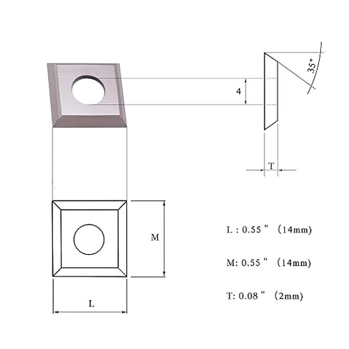 14mm Standard Square Straight Tungsten Carbide Replacement Cutter Inserts Knives 14mm x 14 x 2mm for Woodworking Spiral Helical Planer Head and DIY Wood Lathe Turning Tools 10pcs by LU&MN