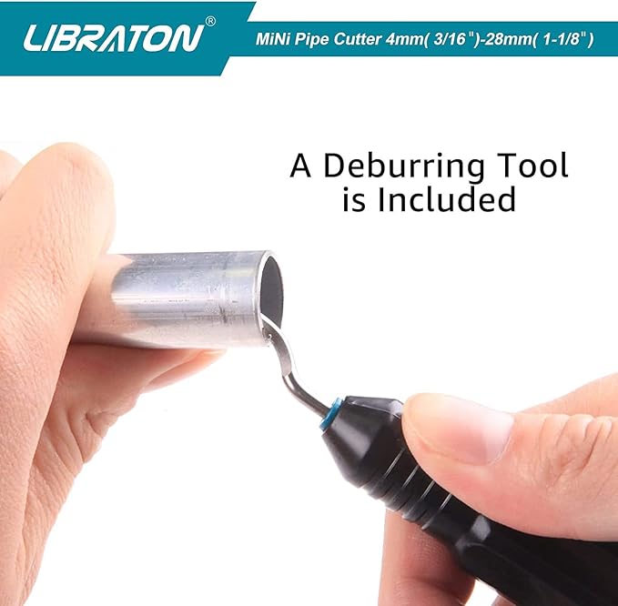 Libraton Tubing Cutter 3/16" to 1-1/8", Mini Tube Cutter, Copper Cutter, Heavy Duty Mini Pipe Cutter, Copper Tube Cutter with Deburring Tool for Copper Pipe, Aluminum Pipe, Thin Stainless Steel Pipe