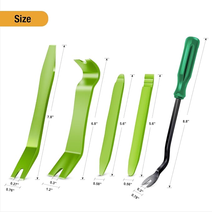 GOOACC 5PCS Auto Trim Removal Tool Kit No-Scratch Removal Tool Kit for Car Audio Dash Panel Window Molding Fastener Remover Tool Kit-Green