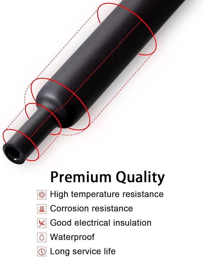 1-1/2 inch ((Diameter)) 3:1 Dual Wall Adhesive Heat Shrink Tubing, Large Glue Lined Marine Cable Sleeve Tube, Premium Wire Wrap Protector for DIY by MILAPEAK (4 Feet, Black)