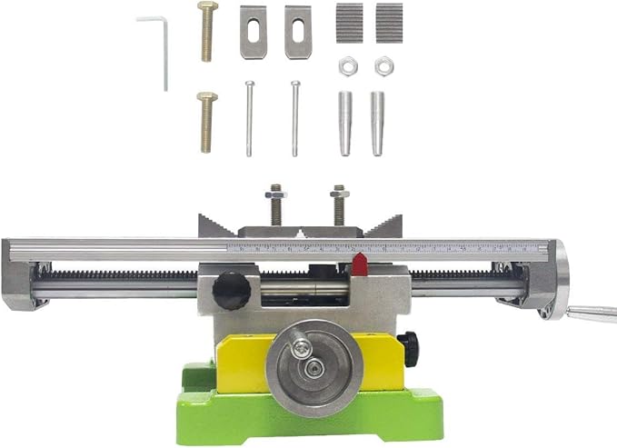 AMYAMY Milling Machine Worktable,Cross Slide Table - Compound Drilling Slide Table for Bench Drill Adjustable X-Y Axis (350x100mm)