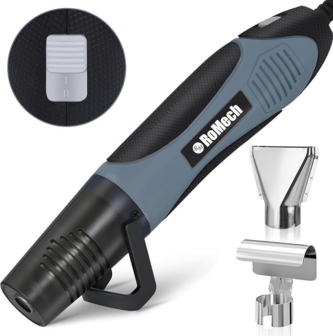 ROMECH 350W Heat Gun with 2 Nozzles, Dual Temp Heat Gun 400°F-660°F, Fast Heat Hot Air Gun with Overload Protection for DIY Craft Embossing Shrink Wrapping (Blue)