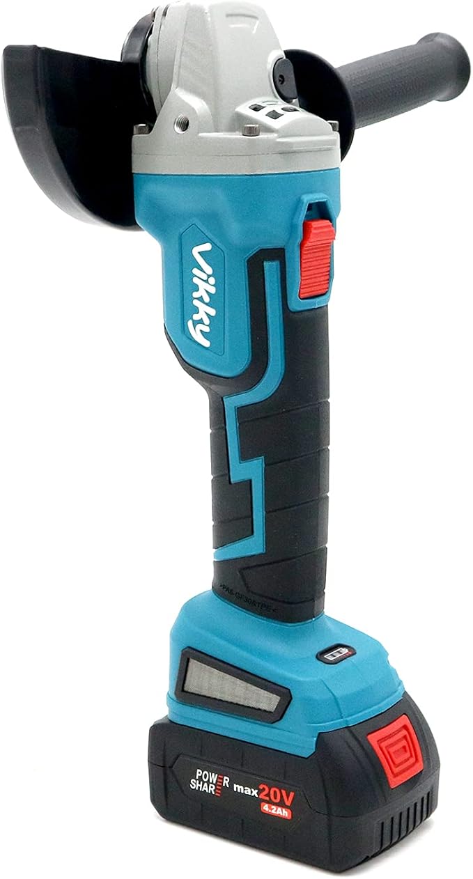 Vikky 20V Cordless Angle Grinder - 8500 RPM Brushless Motor, 5-Inch(125mm), Cutting & Grinding Kit with 20V 4.2Ah Battery & Accessories