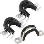 10PCS Reinforced Rigid Pipe Strap Clamp 1-1/4 Inch Conduit Clamp with Rubber Straps, Pipe Brackets for Mounting 2 Hole U Clamps Brackets Strap Hanger Tube Tension Clips Heavy Duty