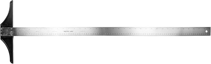 Pacific Arc 36 Inch T Square, Traditional Stainless Steel, Graduated Inch and Metric