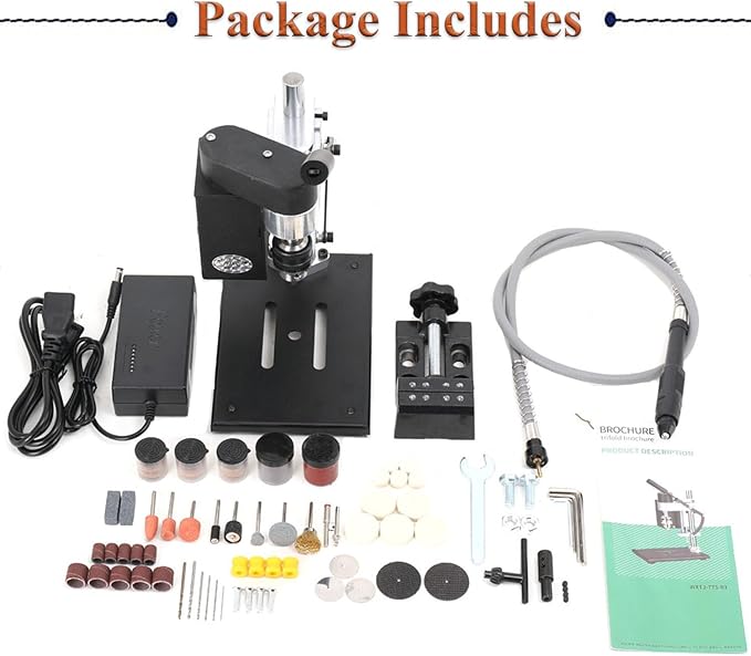 Mini Bench Drill Press, Small Benchtop Drilling Machine Electric Portable Table Driller, Adjustable 7-Speed, B10 Chuck, Drill Bit and Clamp, Metal Wooden DIY Jewelry Making Crafts Tool