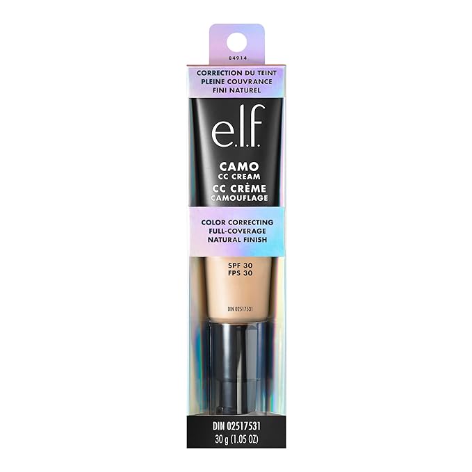 e.l.f. Camo CC Cream, Color Correcting Medium-To-Full Coverage Foundation with SPF 30, Light 240 W, 1.05 Oz (30g)-VeraVaultWomen