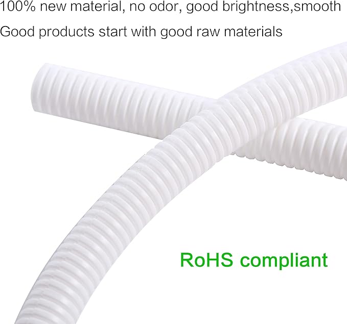 Alex Tech 50ft - 1/2 inch Split Wire Loom Tubing - White