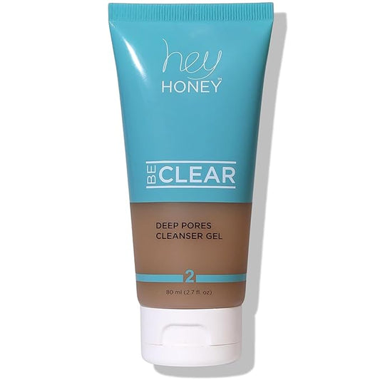 Hey Honey Skincare Be Clear - Acne Control Deep Pores Cleansing Gel | Propolis, Green Tea Oil, Camellia | Exfoliates, Unclogs Pores, Balances Oil Production | Fast Acting & Long Lasting | 2.7 Oz-VeraVaultWomen