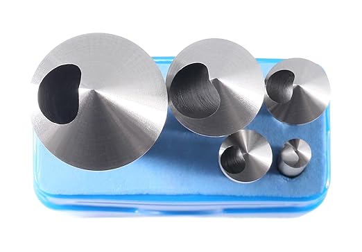 Accusize Industrial Tools 5 pc 90 Deg 0-Flute HSS Countersink & Deburring Tool Set, Pilotless Type, 0206-0490