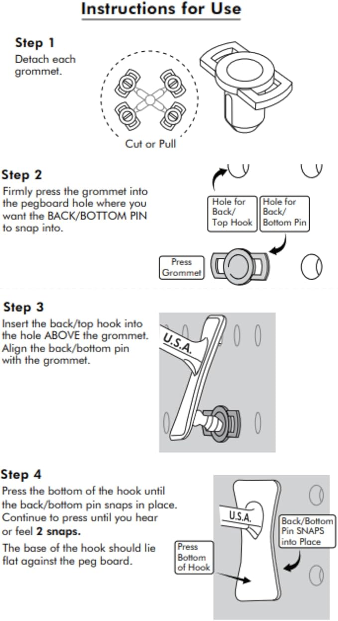 PegPro® J & 2" Hooks Kit for Modern Plastic or Metal Pegboard – Durable Plastic Pegboard Hooks - for Garage, Kitchen, Craft Room, and More (J & 2" Hooks - 50 Pack, Black)