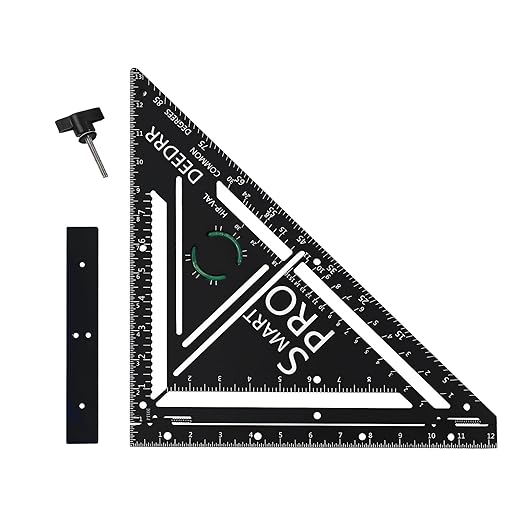 Pro 12 Inch Advanced Carpenter Square-Jig Block -Leve-Accurate Flatwork- Framing Square- Multi-Angle Measuring Tool (90° & 180°) for Carpenters & Architects(Black)