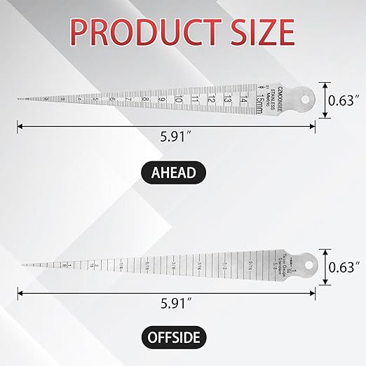 1-15mm Stainless Steel Double Sided Welding Taper Gauge Measuring Instrument Feeler Gauge Depth Gauge Aperture Ruler Inch&Metric Measuring Tool（1PCS）