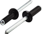 Linkup 65pcs pack 1/4'' x 1/2'' Black pop blind Rivets, 6.4mm x 12mm Black pop rivets,Aluminum Body Steel Mandrel Rivets (Black),Dome Head aluminum rivets