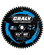 CRALY 8-1/4 Inch 60 Teeth Ultra Fine Finish Wood Cutting Circular Saw Blade, 5/8 Inch Arbor, Carbide Tipped, Thin Kerf, Black Ice™ Coating, for Plywood, MDF, OSB, Laminated(C0860FF)