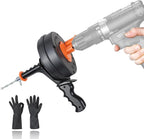 BACOENG 25Ft Drain Auger, Heavy Duty Plumbing Snake with Drill Adapter, Use Manually or Powered for Drain Clog, Shower Sink, Comes with Gloves and Bag (Orange)
