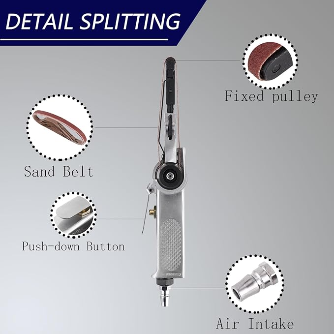 Pneumatic Belt Sander Air Powered 1.5HP 6CFM Air Tools 3/8" Handheld Belt Sander Mini Belt Sander