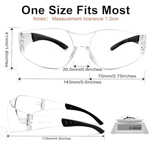 ANSI Z87.1 Clear Safety Glasses12 pack, Safety Glasses for men and women bulk, Scratch&Impact-Resistant construction safety glasses, for lab & in-/outdoor work