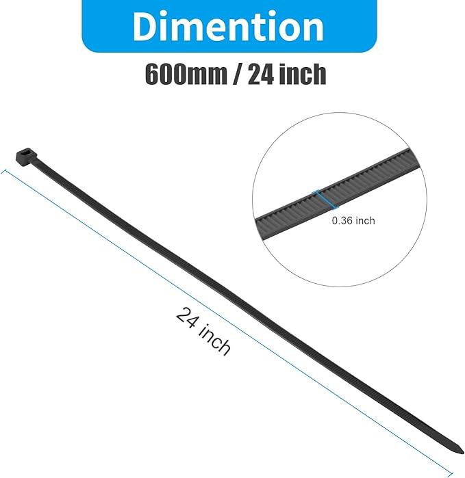 XINGO Brown 24 inch Zip Ties Heavy Duty 100 Pack, 200 LBS Ultra Strong Plastic Wire Ties, Large Cable Ties Extra Long Tie Wraps, Indoor and Outdoor UV Resistant