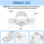 100 Pcs 1 1/4 Inch Pipe Strap Stainless Steel Conduit Clamp Reinforced Rigid 2 Hole U Bracket for Pipe Fixing on Various Surfaces