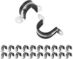1 Inch Reinforced Rigid Pipe Strap, 20 PCS 2 Holes U Bracket Cable Clamp Hanger, Rubber Cushioned Insulated Clamp, Conduits Strap Clamps for Pipe Fixing on Various Surfaces(25mm)