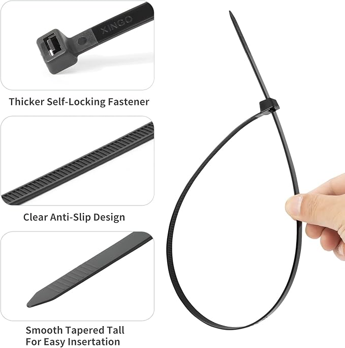 XINGO Gold 20 Inch Zip Ties Heavy Duty 100 Pack, 200 LBS Ultra Strong Plastic Wire Ties, Large Cable Ties Extra Long Tie Wraps, Indoor and Outdoor UV Resistant