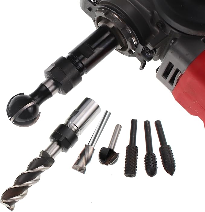 5/8"-11 Thread Angle Grinder Extension Shaft Set Electric Drill Conversion Collets Adapter Woodworking Tool Accessories Include Spring Collet 1/4" & 1/2" 3PCS Black