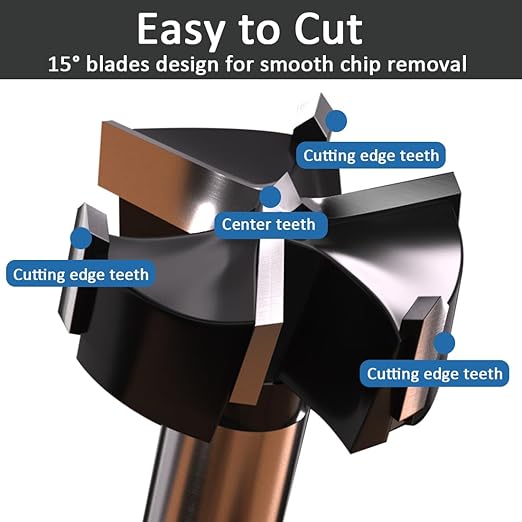 1-1/2 Inch Forstner Drill Bit, Carbide Tipped Forstner Bit for Hard Wood, Wood Drilling Hole Saw Set Woodworking Hinge Cutter Tool Kits for Wood Plastic Plywood