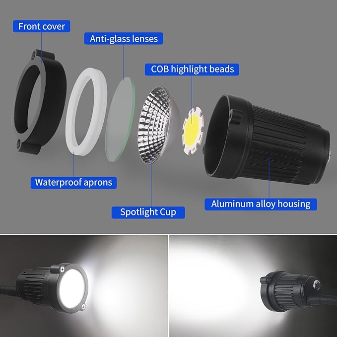 Magnetic Work Light, LED Work Light, with Flexible Gooseneck and Magnetic Base, Shop Tool Lamp for Lathe, Bandsaw, Work Bench, Sewing Machine, Industrial Lighting, 1200Lumens