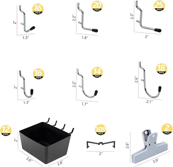 283PCS Metal Pegboard Hooks Organizer Kit for Organizing Various Tools - Heavy Duty 1/4" & 1/8" Pegboard Accessories with Pegboard Bins, Wall Mount Tool Storage for Garage, Workshop & Kitchen
