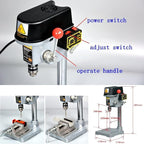 3-Speed Benchtop Drill Press, Electric Bench Wood Drilling Machine for DIY Creation, Small and Precise Work Like Jewelry Making Woodworking Metal Drilling Machine 110V