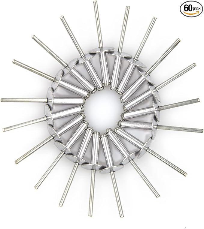 60pcs Large Flange Blind Rivets, Aluminum,Flange Diameter 5/8" (16 mm),Pop Rivets Assortment Kit Blind Rivet,3/16" x 3/4" Inch,Grip Range(13-16mm)