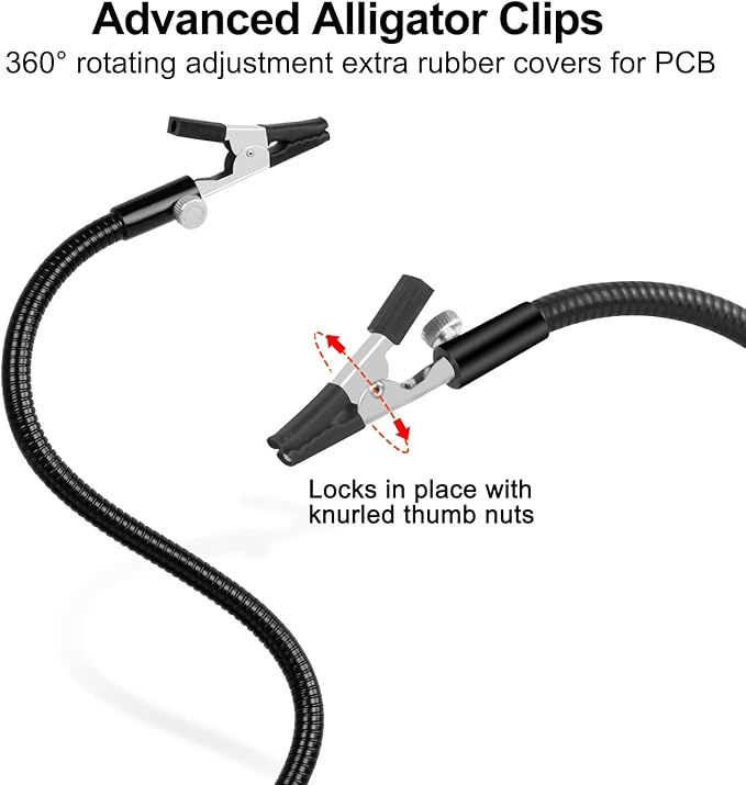 Magnetic Helping Hands Soldering Third Hand Tool PCB Holder Two Flexible Metal Arms Alligator Clips Strong Magnet Base - Can Be Put Anywhere for Electronics Soldering Jewelry Painting Art Crafts Hobby