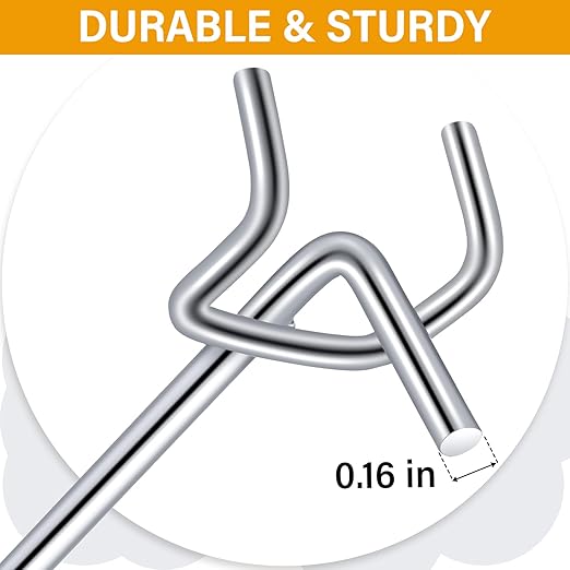 Shimeyao 100 Pcs Peg Board Shelving Hooks Stainless Steel Hanging Board Pegs Wall Display Hooks Bulk for 1/8 1/4 Garage Storage Organizer Accessories(4 Inch,Silver)