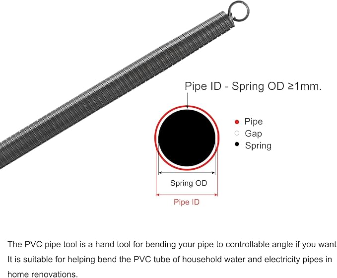 MECCANIXITY Spring Tube Bender OD 12 mm/0.5" Steel Spring Pipe Bending Tubes 520 mm/20.5" Long for 3/8" PVC Pipe(ID 13 mm) Home Renovations, Electrician Wiring Bending Pipe