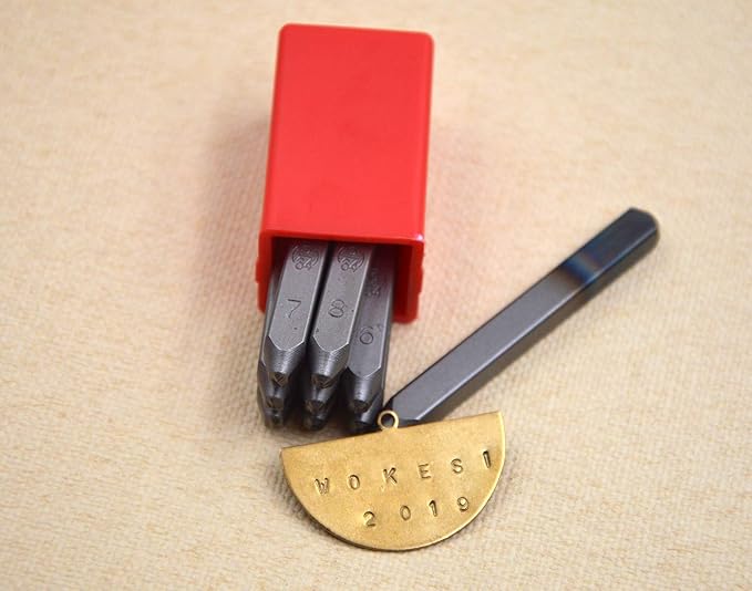 9pcs Heavy Duty Steel Stamp Uppercase Number 1/16" 1.5mm Hand Stamping Character Mark Code Alphabet Punch Kit for Metal Jewelry Crypto Plate Leather