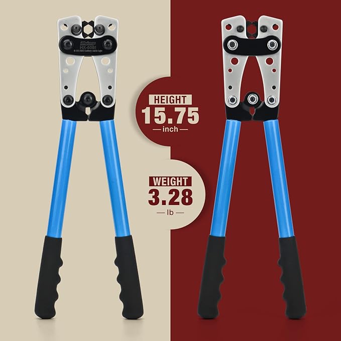 iCrimp Cable Lug Crimping Tool for Heavy Duty Wire Lugs, Battery Terminal, Copper Lugs AWG 8-1/0