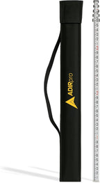 AdirPro 14-Foot Aluminum Grade Rod – 10ths, Dual Sided 4-Section Telescopic Leveling Rod – Bubble Level and Soft Carrying Case Included