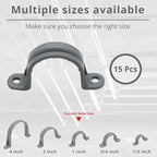 1 Inch 15pcs PVC Pipe Straps Reliable 2-Hole Plastic Conduit Clamps for Secure and Organized Mounting of PVC Pipes Conduits, and Cables UL Certified for Safety