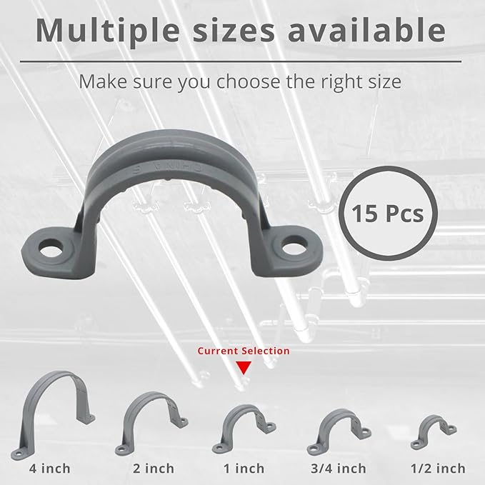 1 Inch 15pcs PVC Pipe Straps Reliable 2-Hole Plastic Conduit Clamps for Secure and Organized Mounting of PVC Pipes Conduits, and Cables UL Certified for Safety