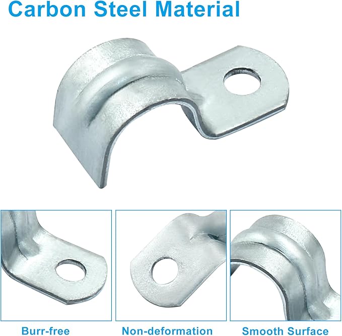 Biaungdo 30 Pcs M12 Rigid Pipe Strap, 1/2 Inch Zinc Plated Steel One Hole Strap Bracket Pipe Clamps Heavy Duty Conduit Clamps Tension Tube Clip Cable Clamp Hanger for Conduit, Pipe Fixing