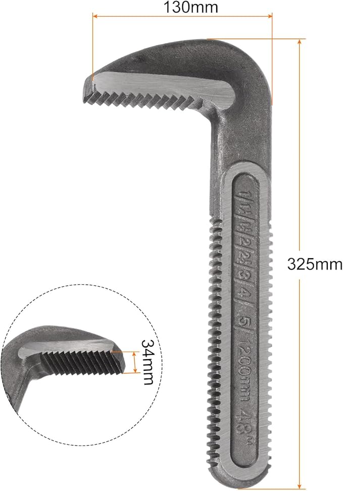 HARFINGTON Pipe Wrench Hook Jaw 48" Plumbing Wrench Replacement Jaws Carbon Steel for 48" Adjustable Wrench