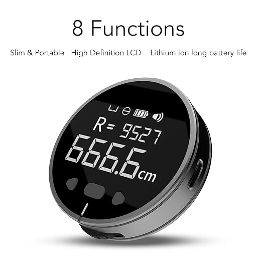 Digital Tape Measure, 328ft Electronic Rolling Ruler with 1.8inch LCD Display, Rechargeable Small Smart Long Distance Rolling Measuring Tool for Flat Curved Diameter