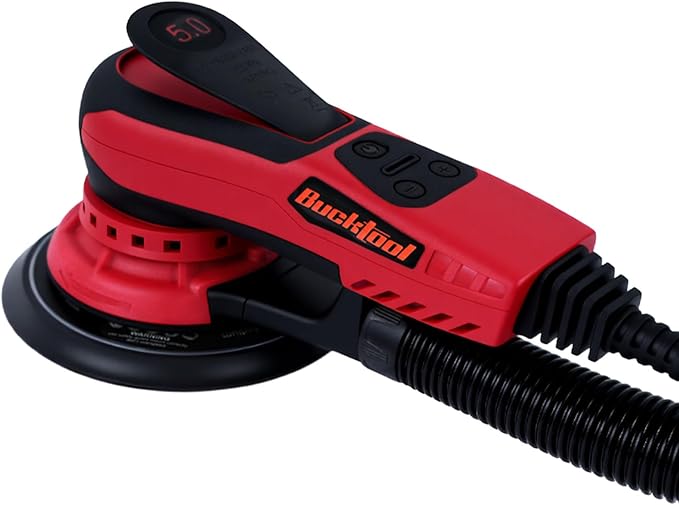 Bucktool 3.0 Amp 6 Inch Orbital Sander Brushless Motor, 4000-10000 Variable Speed, 5mm Orbit Diameter, with Precision Dust Control & 4 Sanding Pads