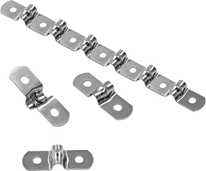 Hordion 50Pcs M5 Two Hole Strap U Bracket, M5 Rigid Pipe Strap Stainless Steel Conduit Clamp for Fixing Pipe (3/16 Inch)