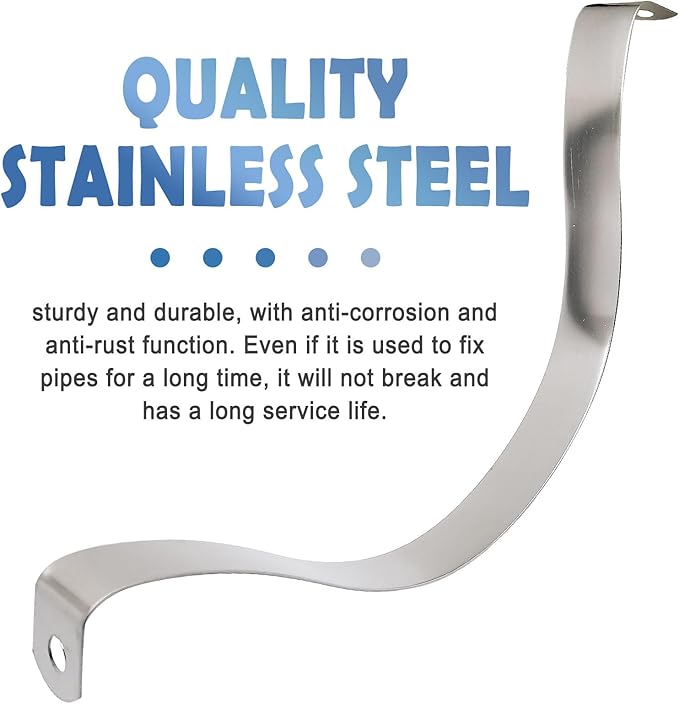 NGe 6Inch Rigid Pipe Strap Clamp U Bracket Tube Strap Tension Clips Two Holes Tube Straps Stainless Steel Silver,for Pipe Fixing(3Pcs)