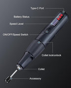 GROWNEER Mini Cordless Rotary Tool Kit, 8V Rechargeable Rotary Tool, 5 Speeds, 117 Pcs Multi-Purpose Power Brushless Rotary Tool with Lights for Polishing, Sanding, Drilling, Engraving, DIY, Pet Nails