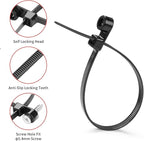 200 PCS 14 inch Black Zip Ties with Screw Hole 70lbs Mountable head Cable Ties Straps Multipurpose Heavy Duty Nylon Cable Zip Ties with Screw Mounting Hole